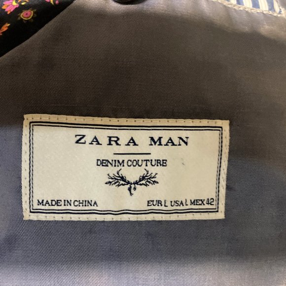 Zara Mens Zipper Jacket Blue with collar strap Size small - Picture 5 of 5